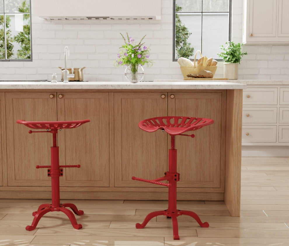 Adjustable Tractor Seat Stool, Red