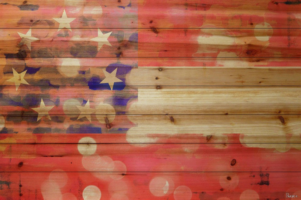 "Southern" Print on Natural Pine Wood, 45"x30"