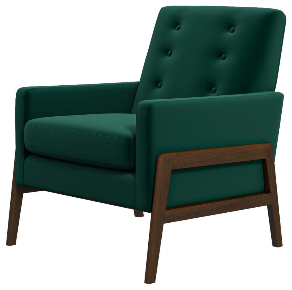 Stella Mid-Century Modern Tufted Back Upholstered Lounge Chair, Green