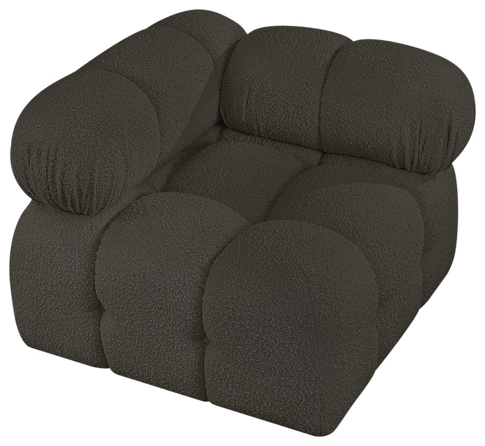 Ames Boucle Fabric Modular Chair, Brown, Corner Chair