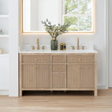 Cerrito Bathroom Vanity, Natural Oak, 60" Double, without Mirror