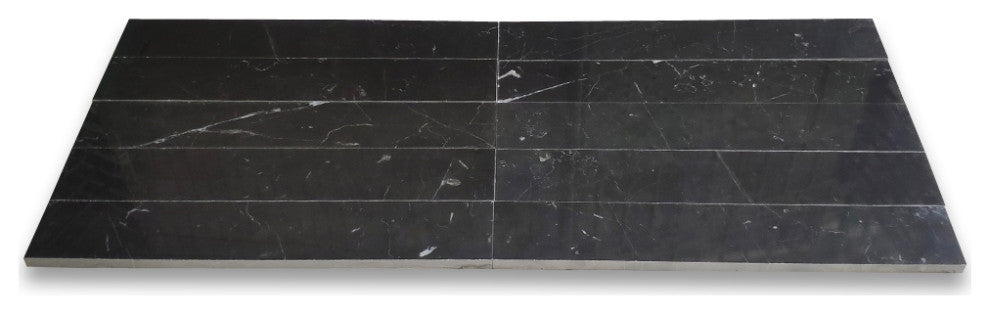 Nero Marquina Black Marble 2x12 Tile Polished, 100 sq.ft.