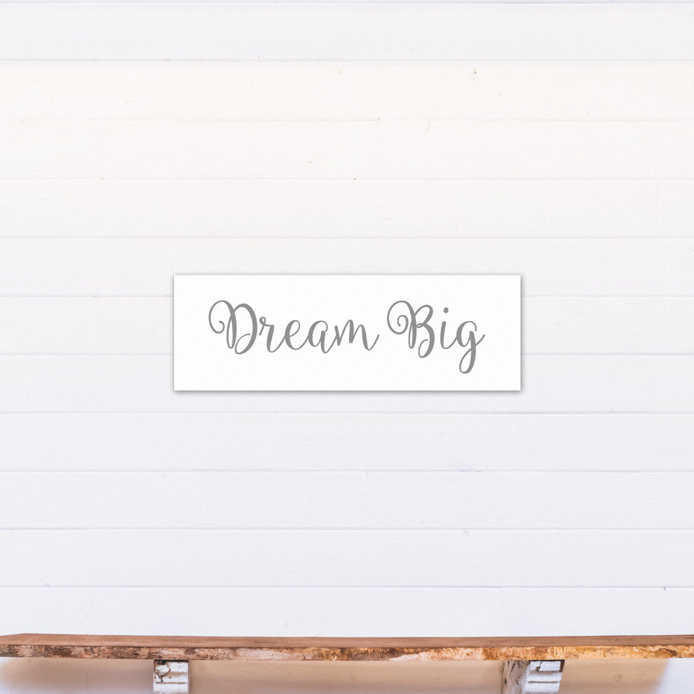 Dream Big 12"x36" Canvas Wall Art, Gray