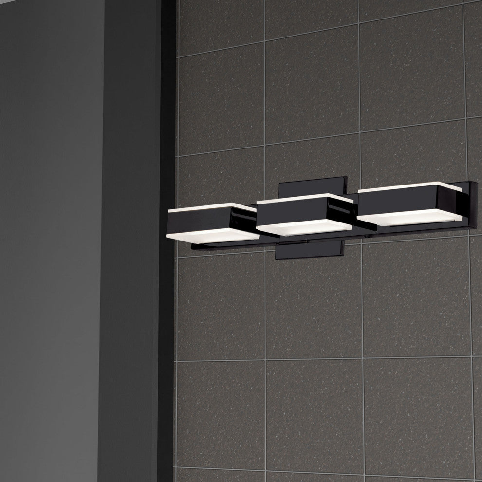 3-Light LED Wall Vanity, Matte Black