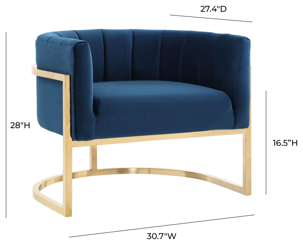 TOV Furniture Magnolia Navy Chair with Gold Base