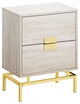 24" Gold And Beige End Table With 2-Drawers