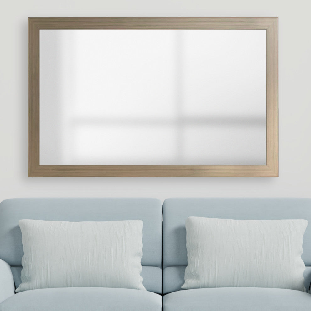 Meade Framed Wall Mirror, Aged Nickel, 28"x54"