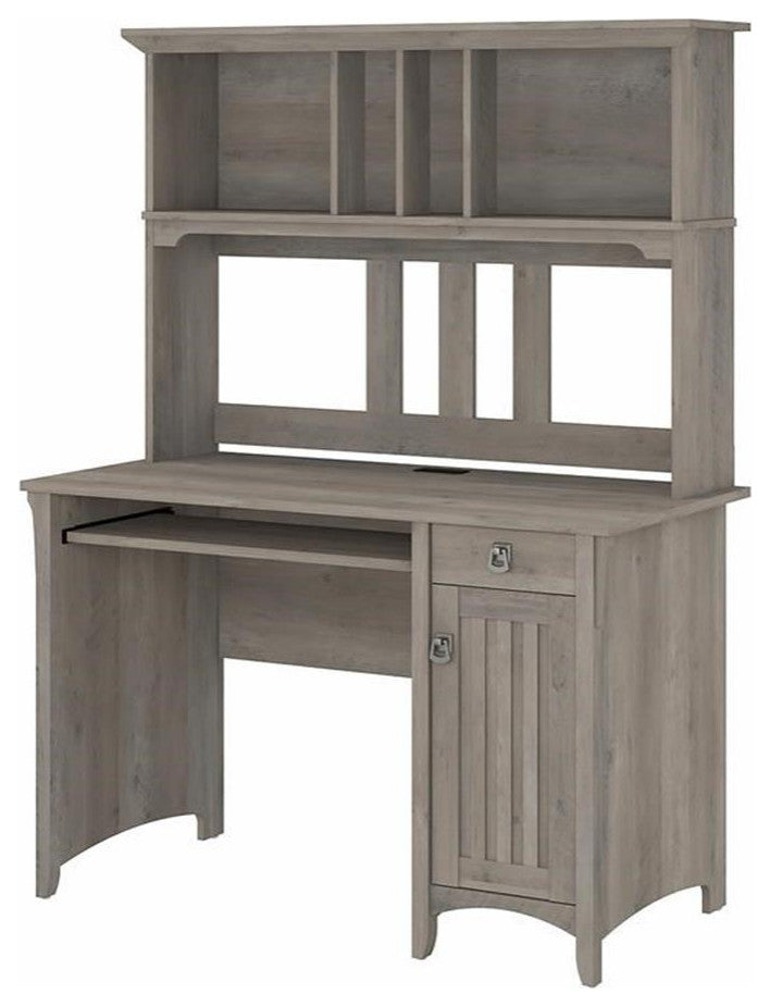 Salinas Small Computer Desk with Hutch in Driftwood Gray - Engineered Wood