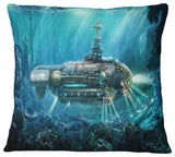 Fantastic Submarine Abstract Throw Pillow, 18"x18"
