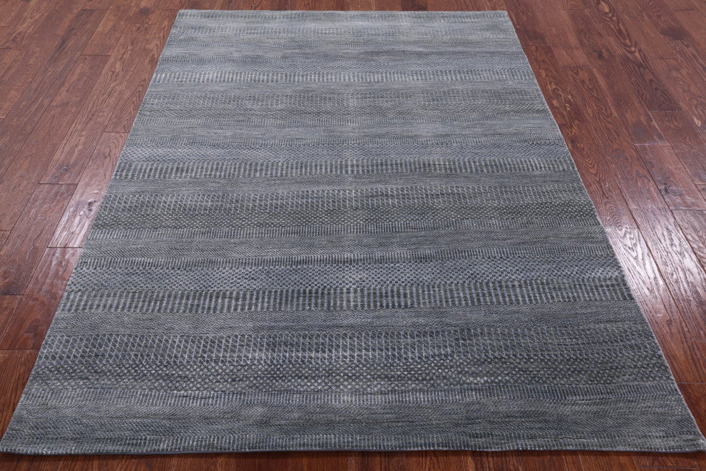 5' 2" X 7' 0" Savannah Grass Wool and Silk Hand Knotted Rug Q11510