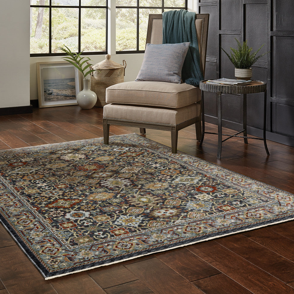 Augustus Persian Panel Blue/ Multi Indoor Area Rug, Blue, 5'3"x7'6"