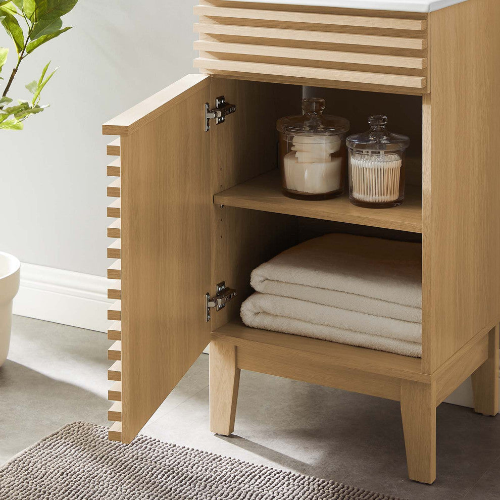 Render 18" Bathroom Vanity Cabinet, Oak White