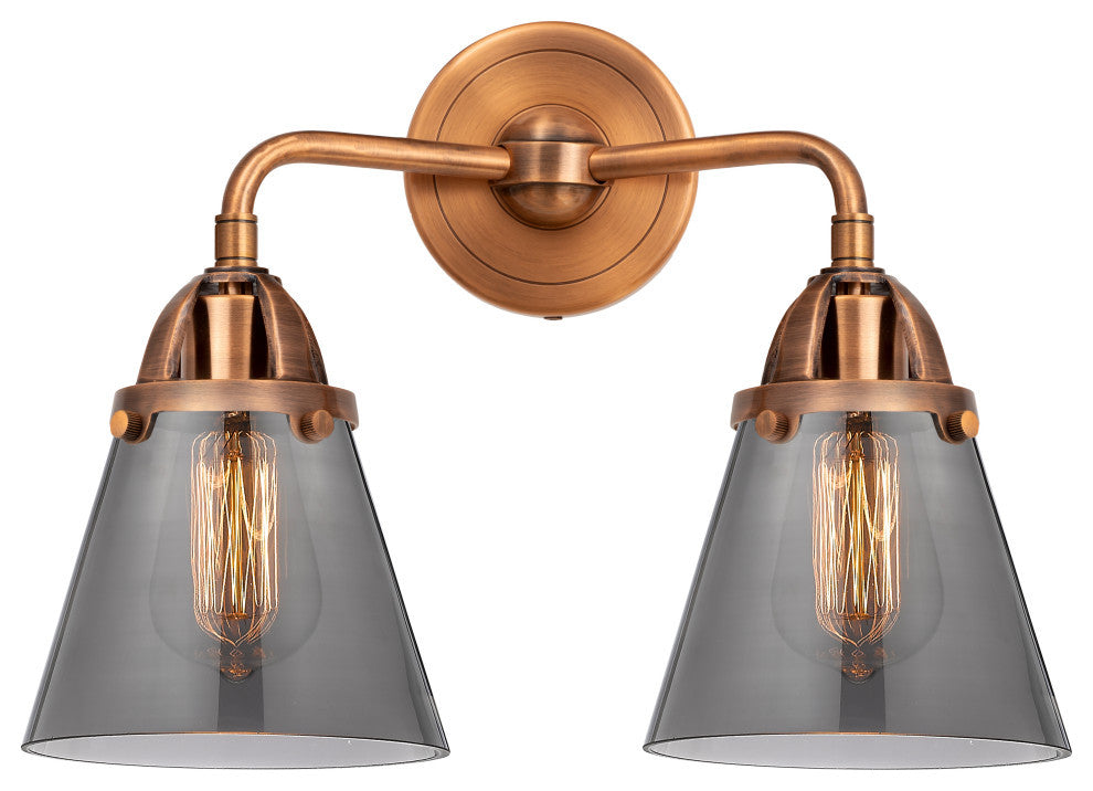 Small Cone Bath Vanity Light, Antique Copper, Plated Smoke, Plated Smoke