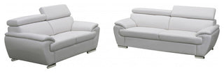 2-Piece Indoor White Genuine Leather Five Person Seating Set