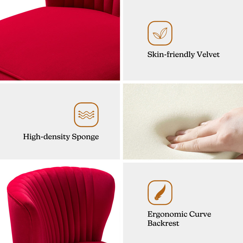 Velvet Accent Dining Chair, Red