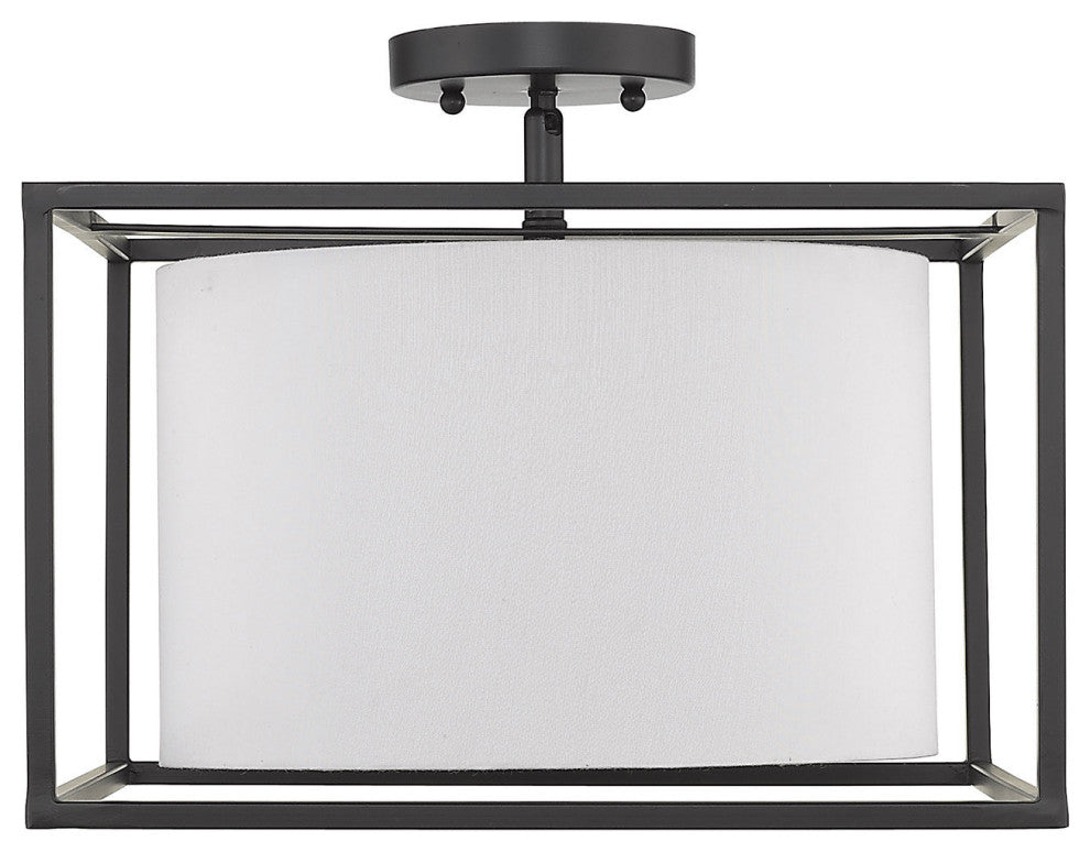 Golden Lighting 2243-SF Manhattan 3 Light 15"W Semi-Flush Square - Matte Black