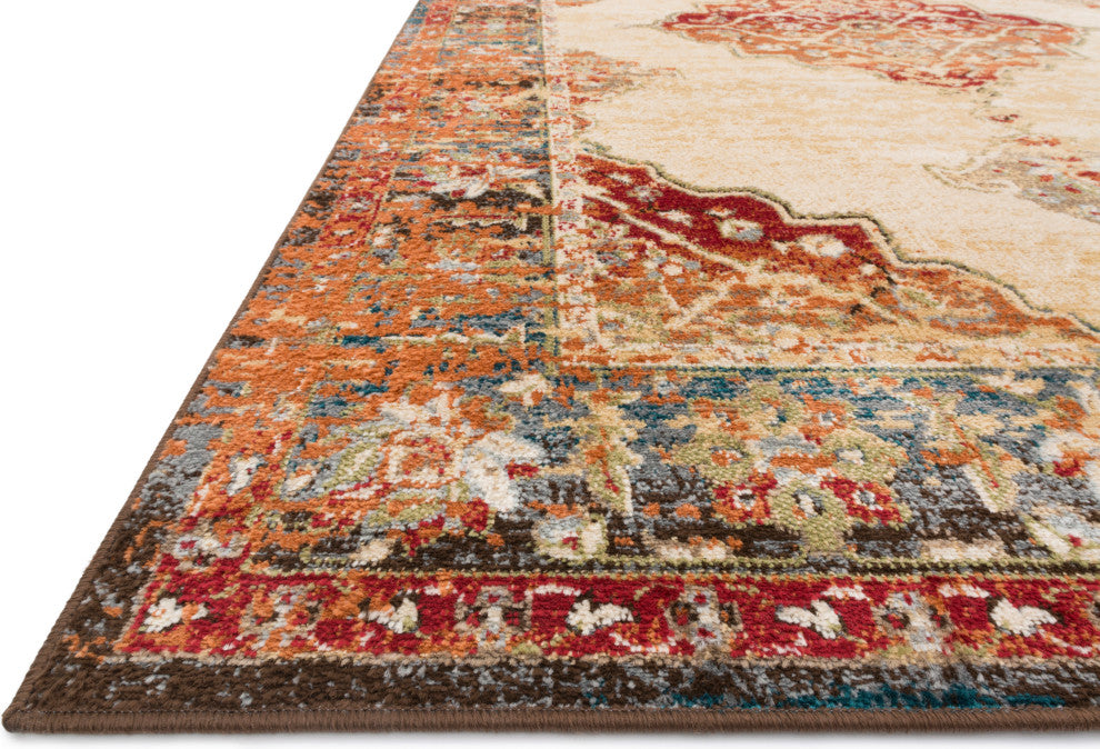 Isadora Rug, Ant. Ivory and Sunset, 1'6"x1'6" Sample Swatch