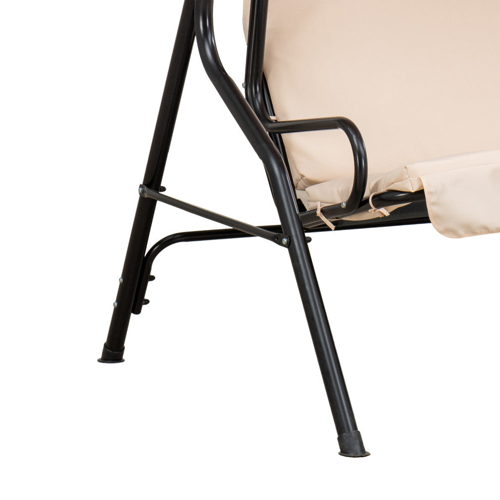 Sunjoy Tan and Red Striped Covered 2-Seat Swing With Tilt Canopy