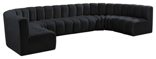 Arc Velvet Upholstered 8-Pc. U-Shaped Modular Sectional, Black