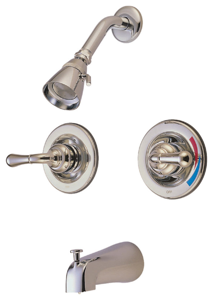 Kingston Two-Handle Pressure Balanced Tub and Shower Faucet, Brushed Nickel