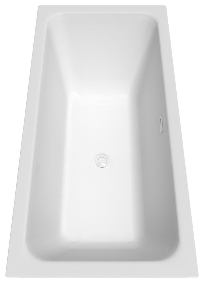 Galina 67" Freestanding White Bathtub, Shiny White Drain and Overflow Trim