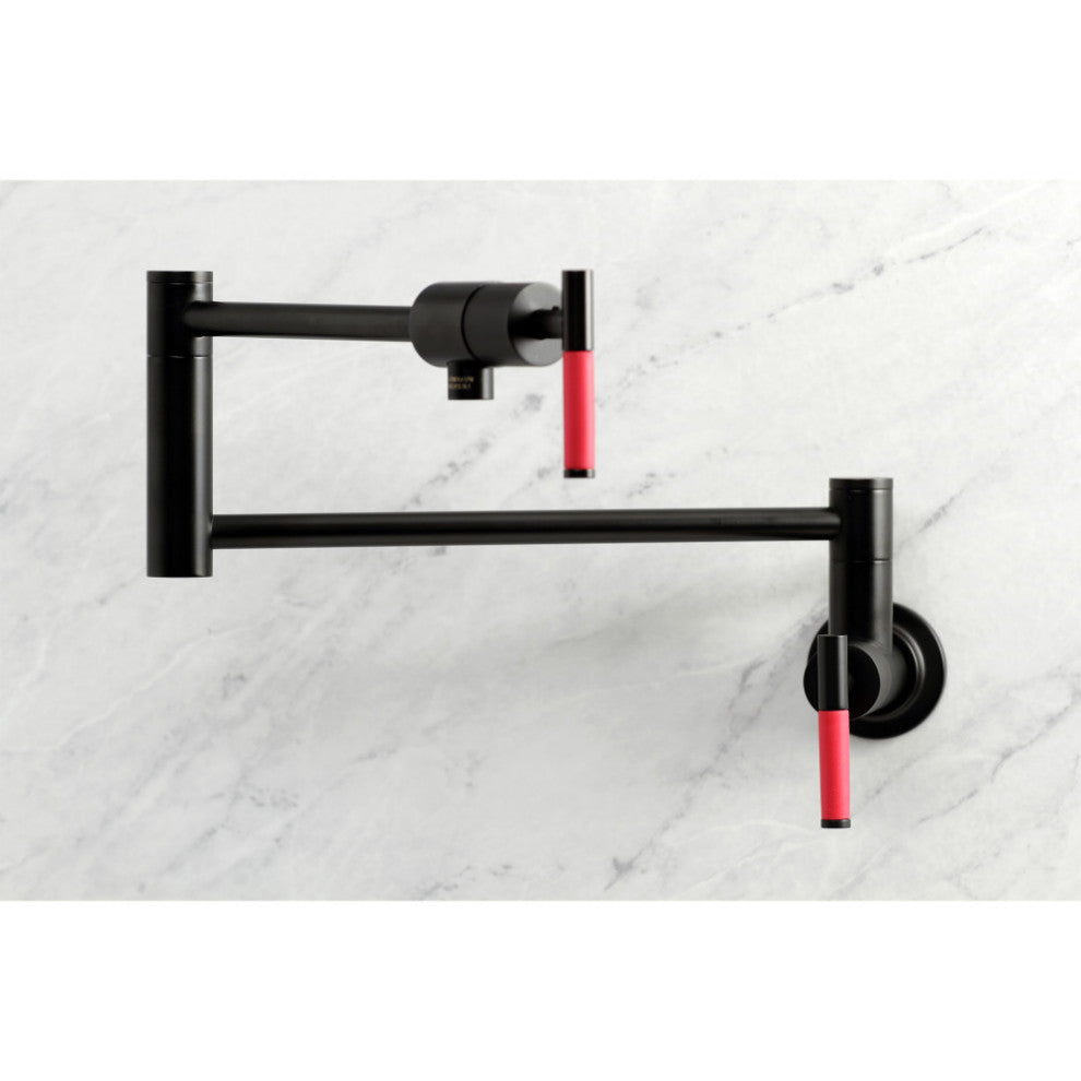 Kingston Brass KS4100CKL Kaiser Wall Mount Pot Filler Faucet, Matte Black