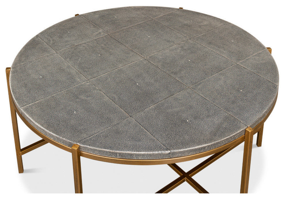 Mid Century Round Leather Cocktail Table