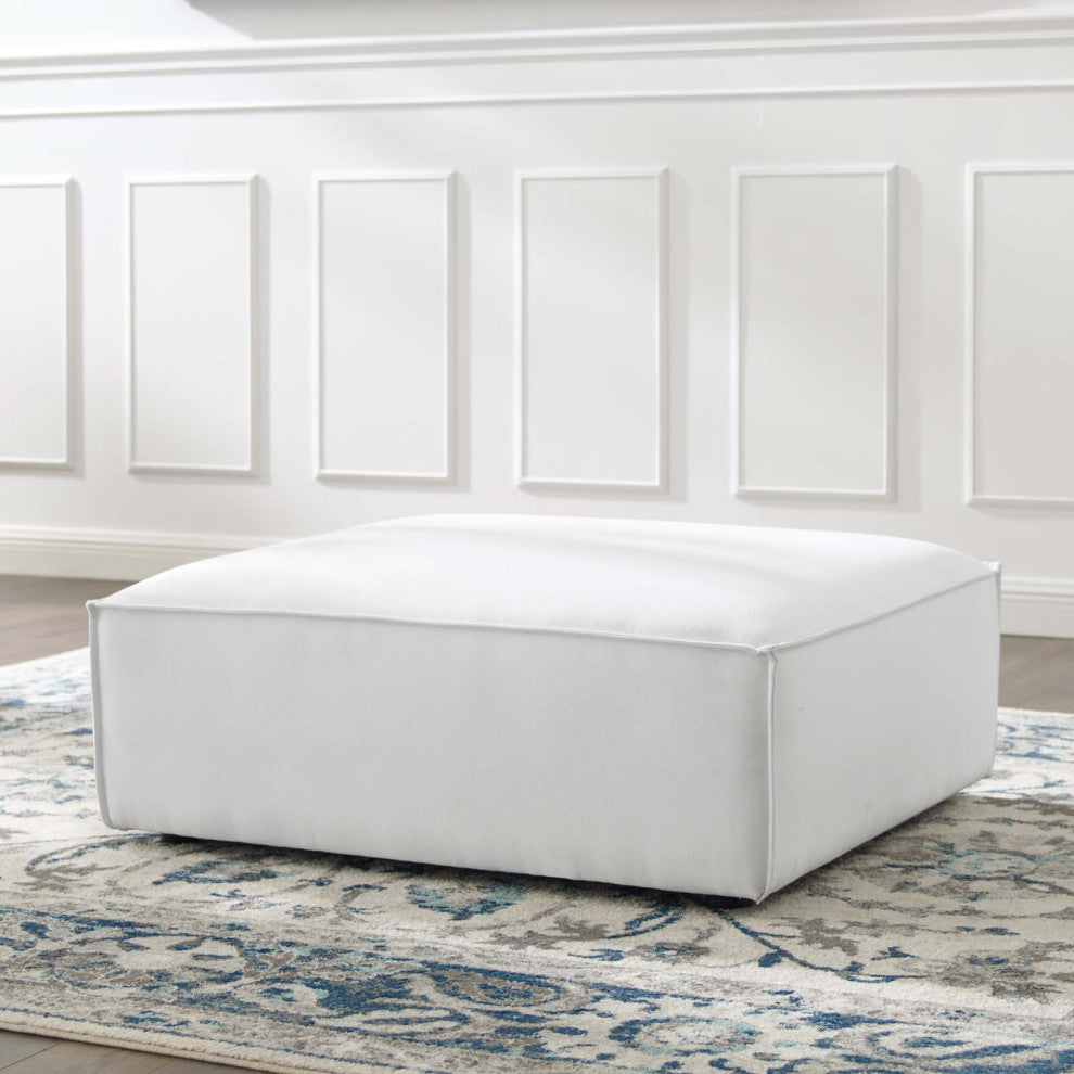Accent Chair Ottoman, Fabric, White, Modern, Living Lounge Hotel Hospitality