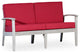 DTY Outdoor Living Longs Peak Eucalyptus Loveseat w/ Cushion, Silver Gray, Burgu