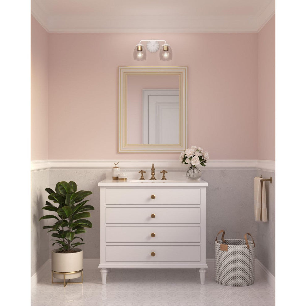Quillan Collection Transitional Bath and Vanity Light, White Plaster