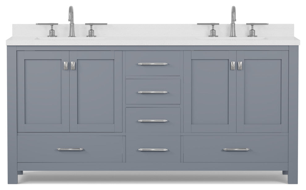 Caroline Avenue 72" Double Bathroom Vanity Set, Gray