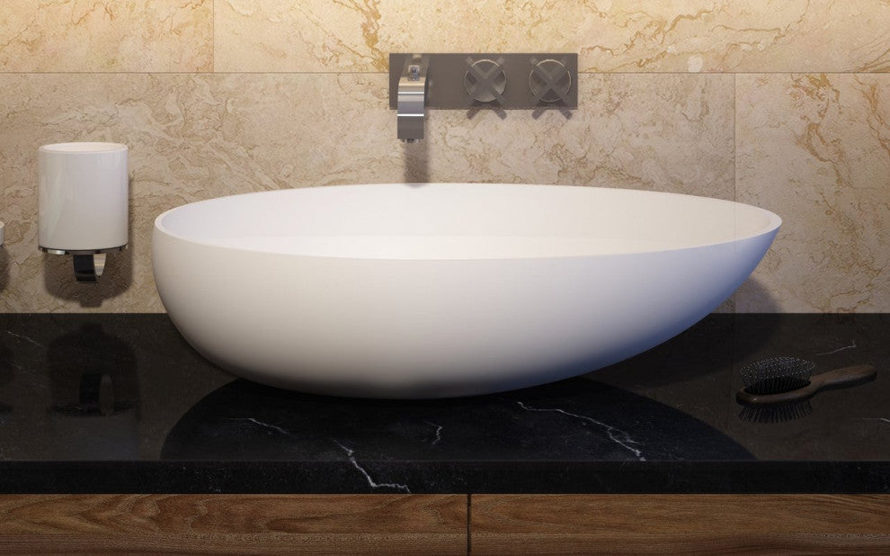 Aquatica Spoon-2 White Stone Vessel Sink