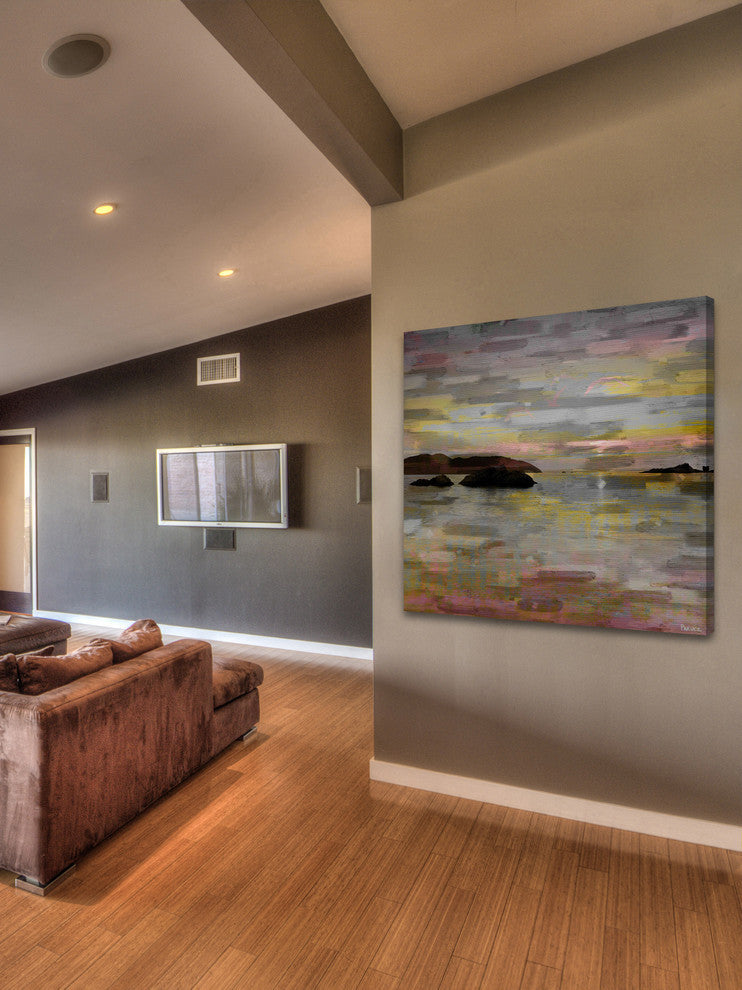 "Pastel Lake" Painting Print on Wrapped Canvas, 32"x32"