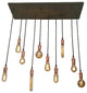 10 Pendant Reclaimed Wood Chandelier, Copper, Mixed Antique Bulbs