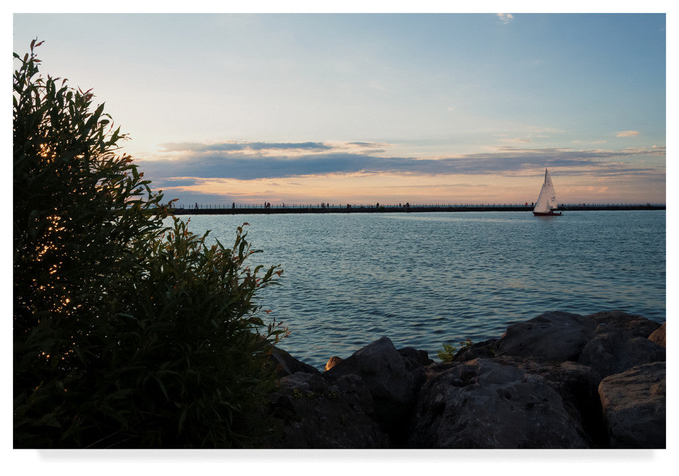 "Sailboat And Pier At Dusk" by Anthony Paladino, Canvas Art