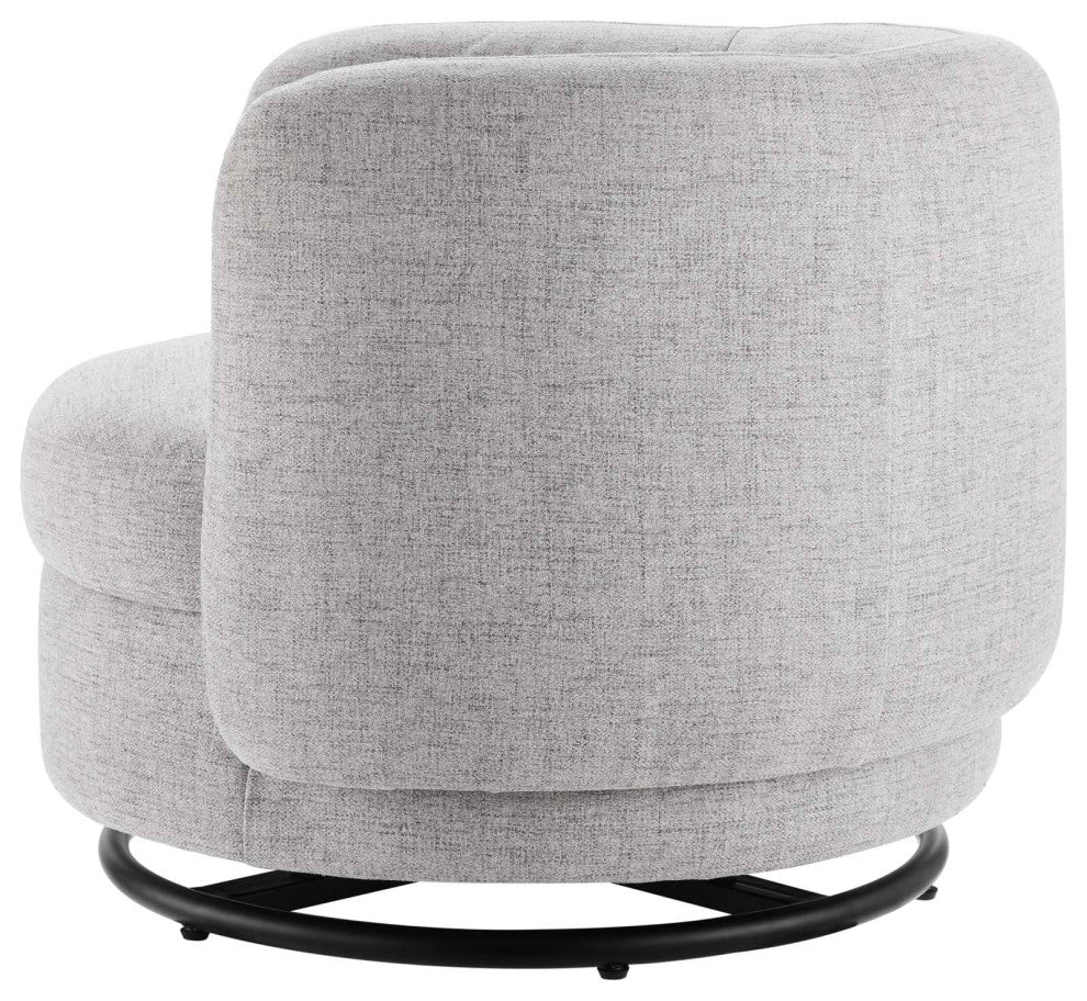Armchair Swivel Accent Chair, Black Gray, Fabric, Modern, Cafe Hospitality