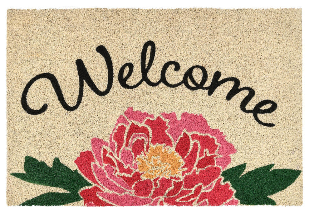 Peony Welcome 24x36 Coir Doormat by Kosas Home