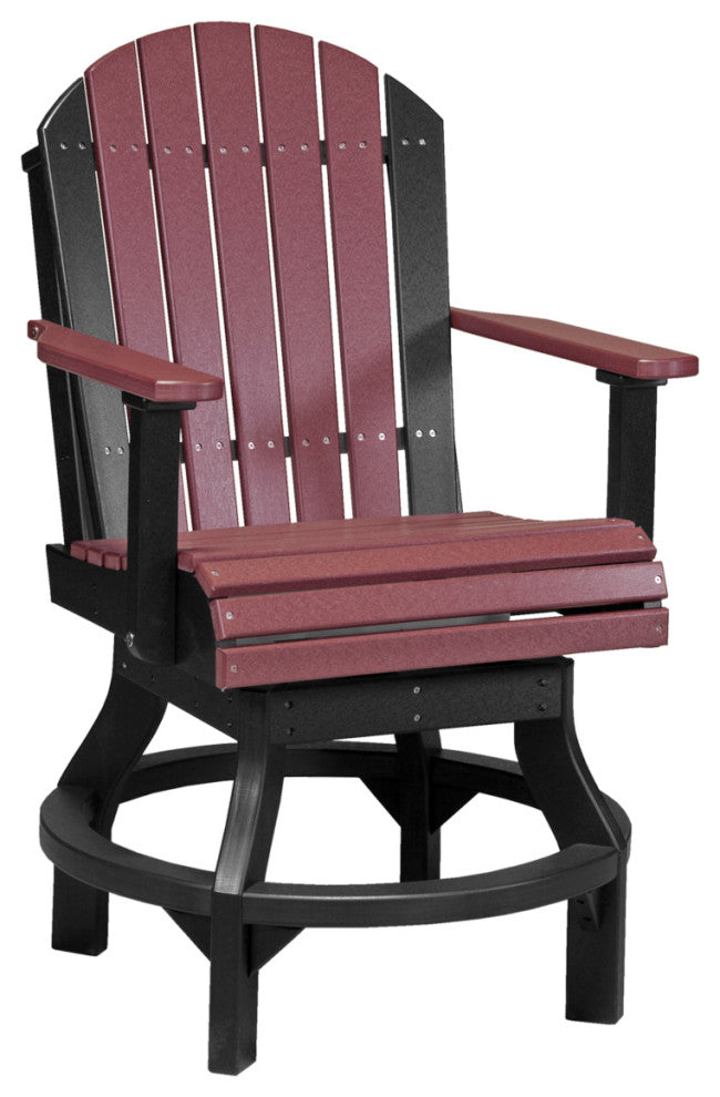 Set of 4 Poly Adirondack Swivel Chairs, Cherrywood & Black, Counter Height