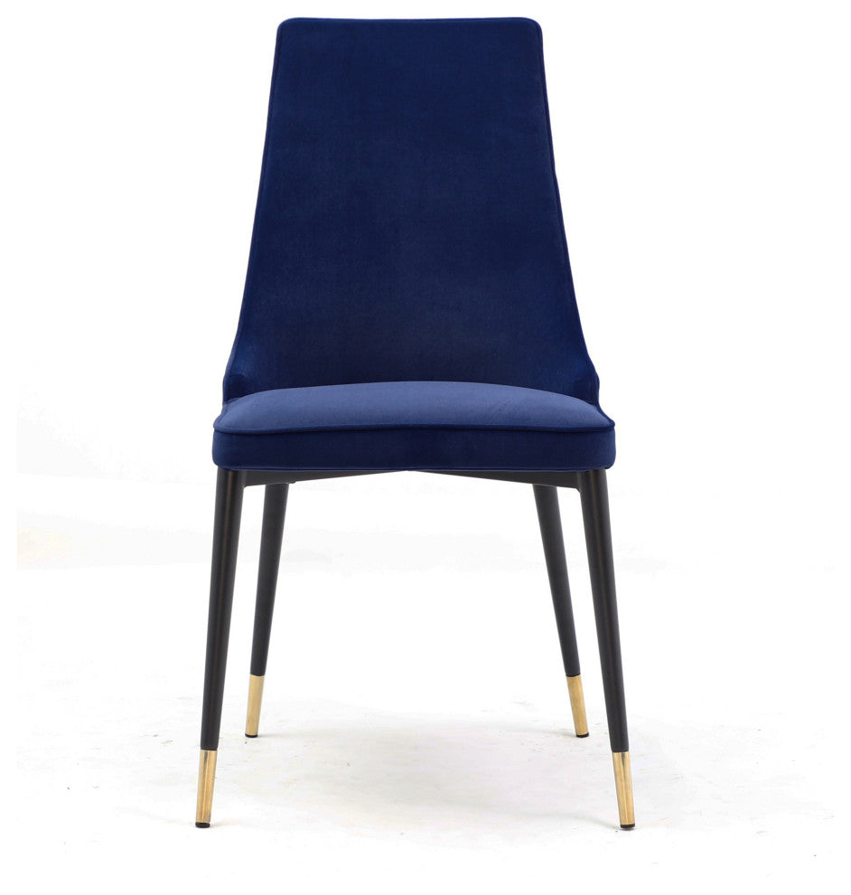 Elite Living Chelsea, Set of 2, Velvet Upholstered Dining Chair, Velvet Blue