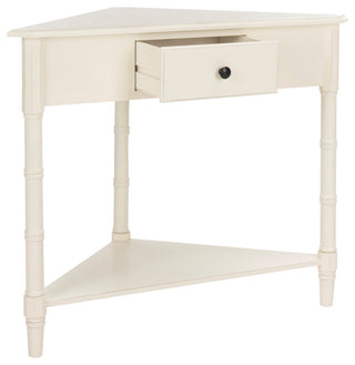 Safavieh Gomez Corner Table With Storage Drawer, Distressed Cream