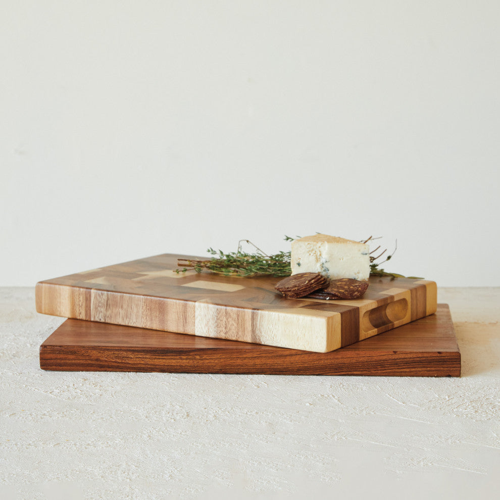 Large Acacia and Mango Wood Rectangle Cheese and Cutting Board, Natural