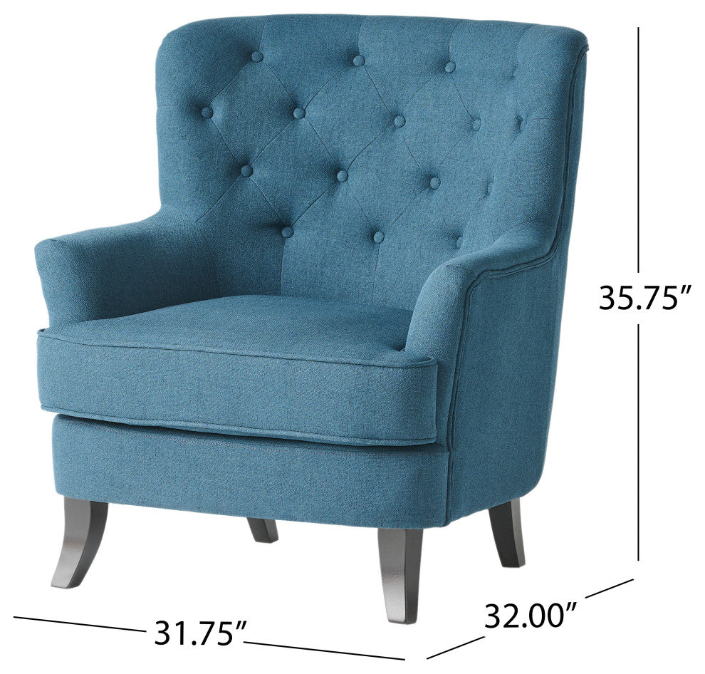 GDF Studio Annelia Tufted Fabric Club Chair, Navy Blue