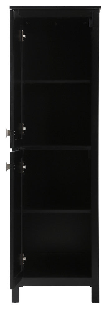 20" Wide Bathroom Linen Storage Freestanding Cabinet, Black