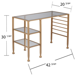 Helston Gold Metal/Glass Writing Desk