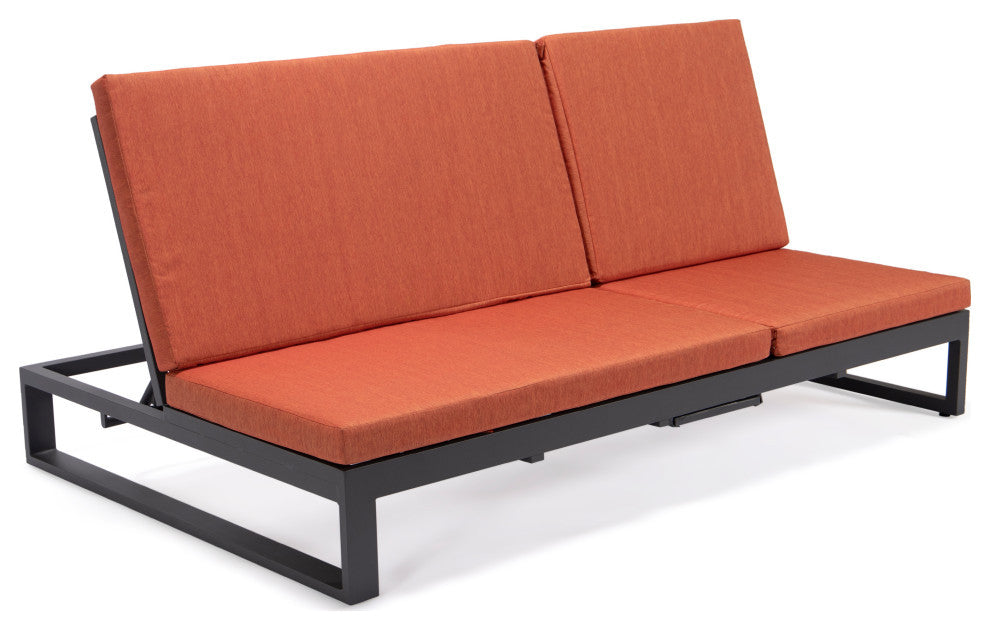 LeisureMod Chelsea Convertible 2-in-1 Sofa and Double Chaise Lounge, Orange