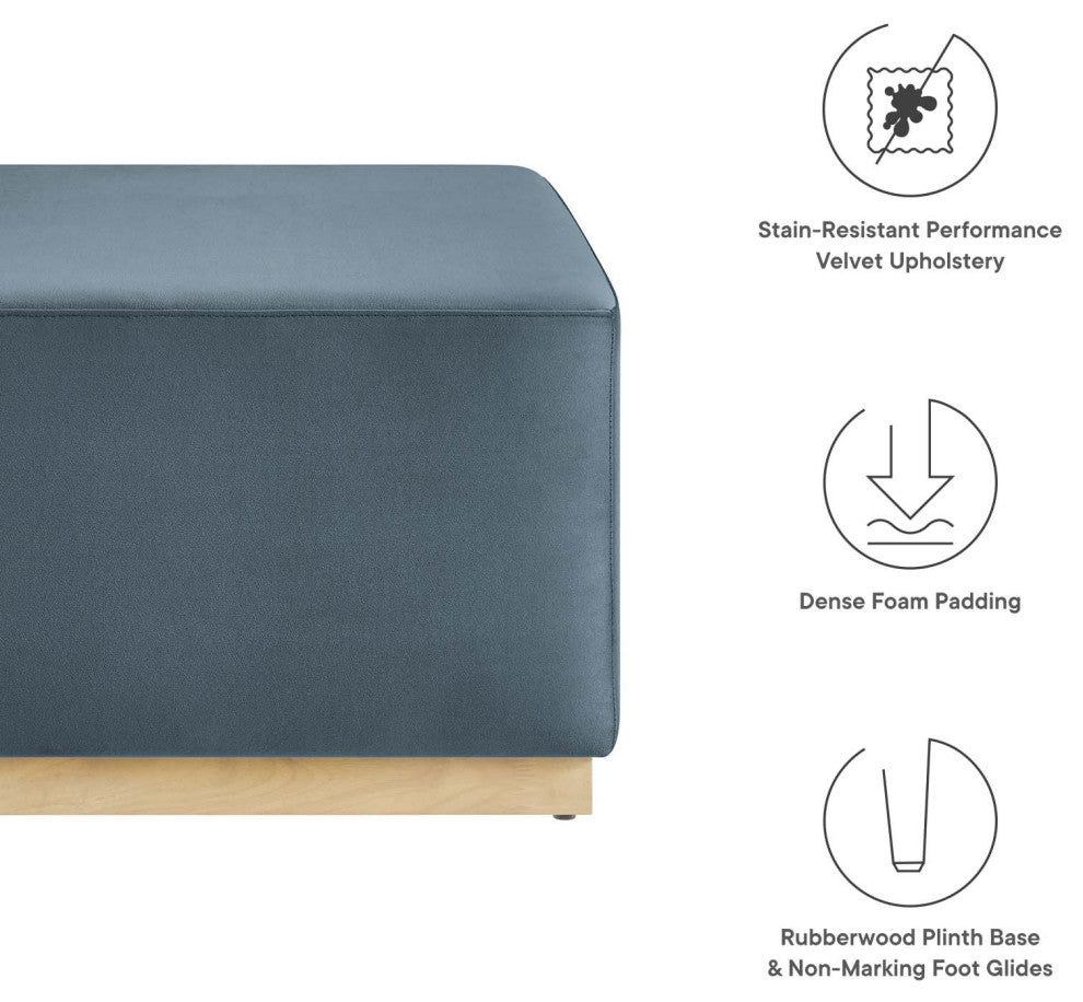 Tilden Large 28" Square Performance Velvet Upholstered Ottoman