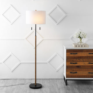 61"Rustic Farmhouse Iron Candlestick Pull Chains LED Floor Lamp Brown Wood/Black