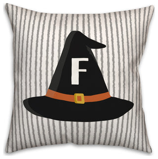 Halloween Monogram Hat F 18x18 Spun Poly Pillow