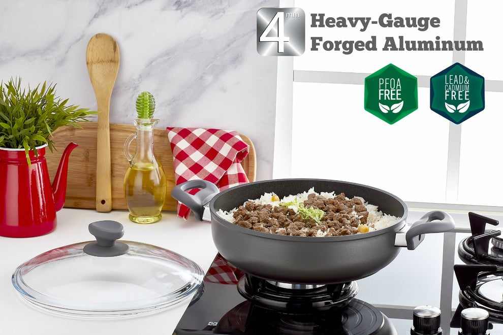 Saflon Titanium Nonstick 5-Piece Cookware Set, 4mm Forged Aluminum, PFOA-Free