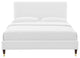 Platform Bed Frame, King Size, Velvet, White, Modern Contemporary, Bedroom